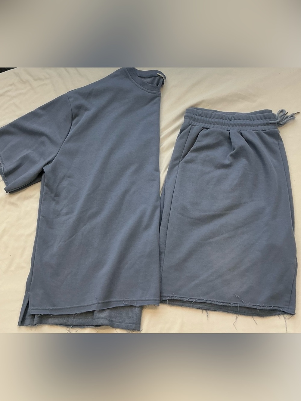 Men's Blue Casual Drawstring Shorts set